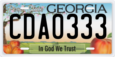 GA license plate CDA0333