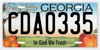 GA license plate CDA0335