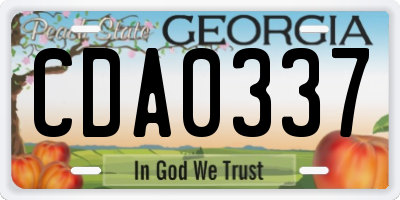 GA license plate CDA0337