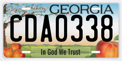 GA license plate CDA0338