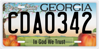 GA license plate CDA0342