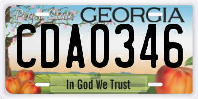 GA license plate CDA0346