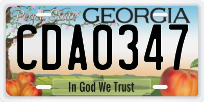 GA license plate CDA0347