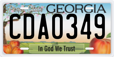 GA license plate CDA0349