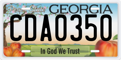 GA license plate CDA0350