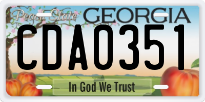 GA license plate CDA0351
