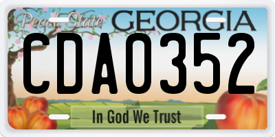 GA license plate CDA0352