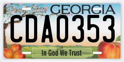 GA license plate CDA0353