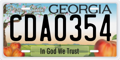 GA license plate CDA0354