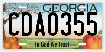 GA license plate CDA0355