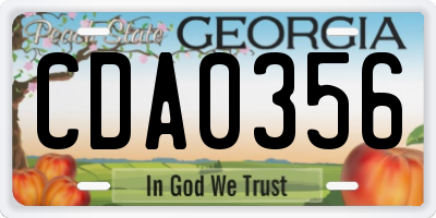 GA license plate CDA0356