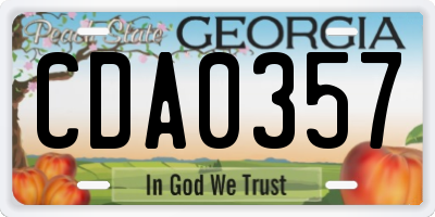 GA license plate CDA0357