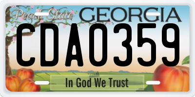 GA license plate CDA0359