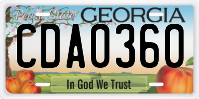 GA license plate CDA0360