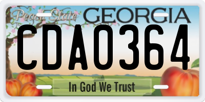 GA license plate CDA0364