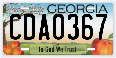 GA license plate CDA0367