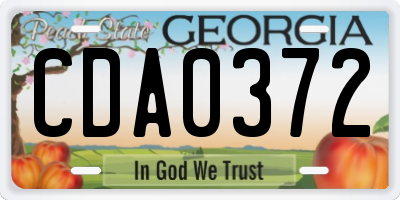 GA license plate CDA0372