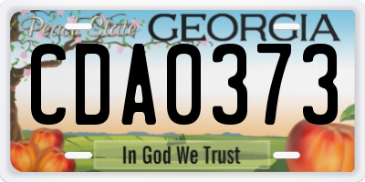 GA license plate CDA0373