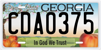 GA license plate CDA0375