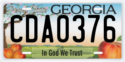 GA license plate CDA0376