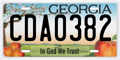 GA license plate CDA0382