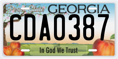 GA license plate CDA0387