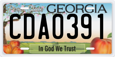 GA license plate CDA0391