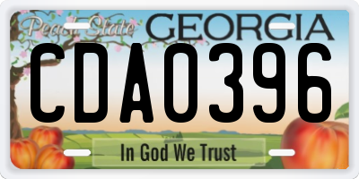 GA license plate CDA0396