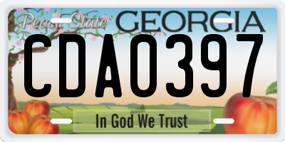 GA license plate CDA0397