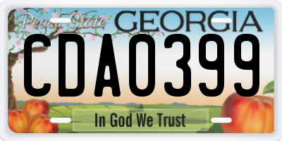 GA license plate CDA0399