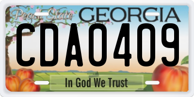 GA license plate CDA0409