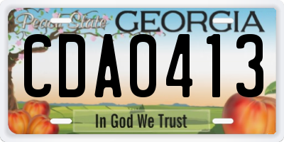 GA license plate CDA0413