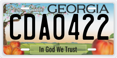 GA license plate CDA0422