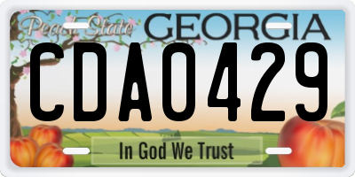 GA license plate CDA0429