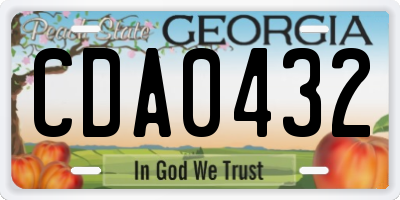 GA license plate CDA0432