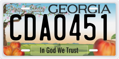 GA license plate CDA0451