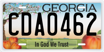 GA license plate CDA0462