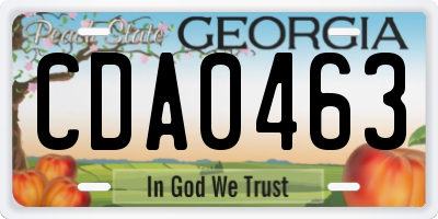 GA license plate CDA0463
