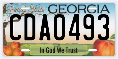 GA license plate CDA0493