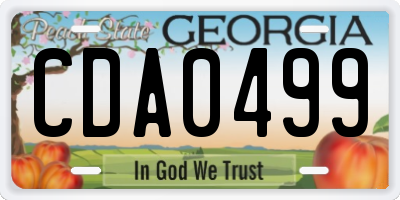 GA license plate CDA0499