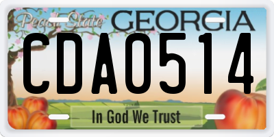 GA license plate CDA0514