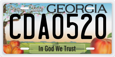GA license plate CDA0520
