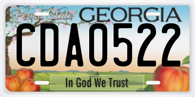 GA license plate CDA0522