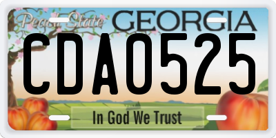 GA license plate CDA0525
