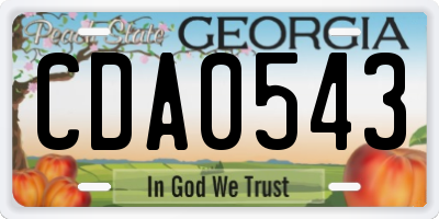 GA license plate CDA0543