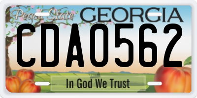 GA license plate CDA0562