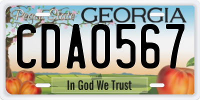 GA license plate CDA0567