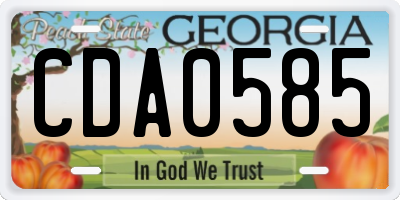 GA license plate CDA0585