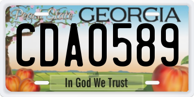 GA license plate CDA0589