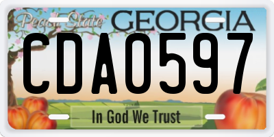 GA license plate CDA0597